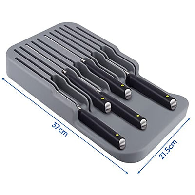 MAISITOO Horizontaler Messerblock,Messer-Organizer,In-Drawer Knife Block Küchenmesser Drawer Organizer, LxB:37 x 21cm,Messeraufbewahrung, Messerblock mit Schlitzen, Platz für 12 Messer (grau)