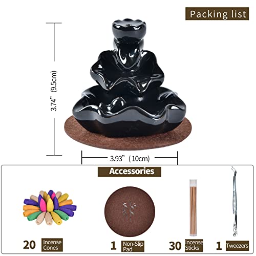 YYW Backflow Incense Burner, Handmade Waterfall Backflow Incense Burner Incense Holder for Home Office Bedroom Yoga Decoration with 10 Pcs Free Cones (Lotus Leaf)