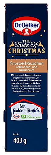 Dr. Oetker Knusper-Häuschen, Lebkuchenhaus und Dekorierset zum Basteln und Verzieren für die Weihnachtszeit - 403 g