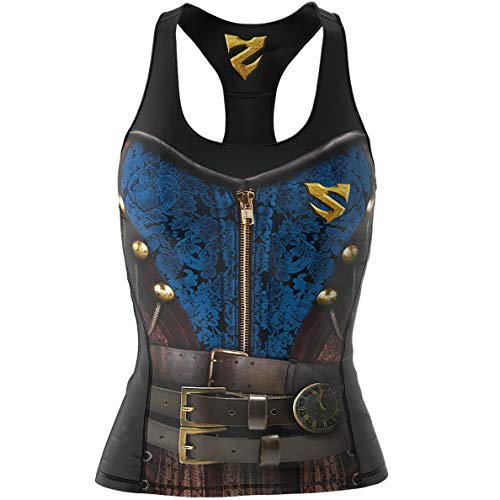 SMMASH Steampunk Damen Compression Sport Tank Top, Funktionsshirt für Crossfit, Fitness, Laufen, Fit Cut Sporttop Damen Atmungsaktiv und Leicht, Tanktops Frauen, Hergestellt in der EU (S)