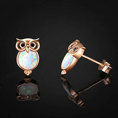 Opal Eule Ohrstecker Kette 925 Sterling Silbler Ohrschmuck Opal Ohrringe für Mädchen Ohrstecker Opal Schmuck Geschenk für Damen