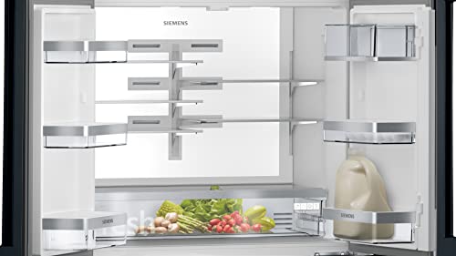 Siemens KF96RSBEA iQ700 Smarte Multi-door Kühl Gefrierkombination, 183 x 90,6 cm, 401 Litre Kühlen + 171 Litre Gefrieren, Nofrost nie wieder abtauen, Supercooling schnellere Kühlung,Icetwister,Schwarz