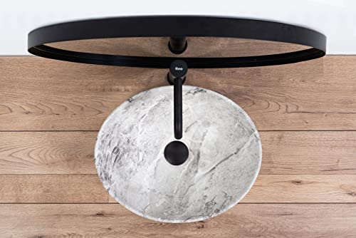 VBChome Waschbecken 41 x 35 cm Keramik Stone Steinmuster Grauer Marmor Kleine Waschtisch Handwaschbecken Aufsatzwaschbecken Waschschale Gäste WC (Model 2)