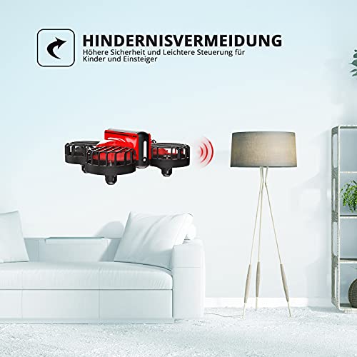 Holy Stone HS450 Mini Drohne für Kinder mit 3 Akkus lange Flugzeit, RC Quadrocopter mit Gestensteuerung, Höhenhaltemodus, One Key Start, 360° Rollen, Kopflos Modus Mini Drone für Anfänger Mädchen Rot