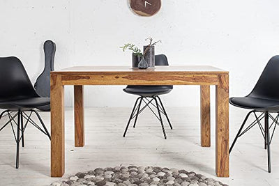 Massiver Esstisch Pure 120-200 cm Sheesham Massivholz ausziehbar Holztisch Küchentisch mit Ansteckplatten