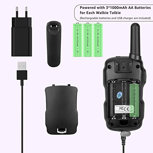 Wishouse Walkie Talkie Kinder 4er Set, Funkgeräte Erwachsene Aufladbar Akku, Outdoor Camping Polizei Kostüm Spielzeug Handy mit Taschenlampe, Geschenk Junge ab 3 4 5 6 7 8 Jahre für Mädchen