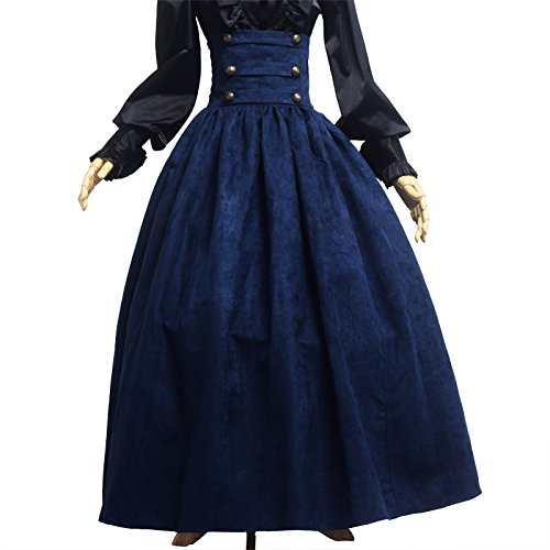 BLESSUME Gothic Lolita Steampunk High Taille Walking Rock Grün (M, Blau)