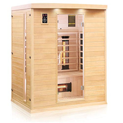 Dewello Infrarotkabine Pierson 160x105 DUAL-Therm für 2-3 Personen aus Hemlock Holz mit Vollspektrumstrahler