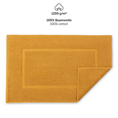 Blumtal 2er Set Premium Frottier Badematte - Badeteppich Oeko-TEX® Zertifiziert, waschbarer Badvorleger 50x80cm, saugstark & weich, Spicy Mustard - gelb