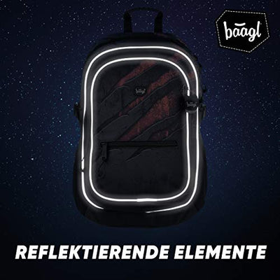 Baagl Schulrucksack für Jungen - Schulranzen für Kinder mit ergonomisch geformter Rücken, Brustgurt und reflektierende Elemente (Volcano)