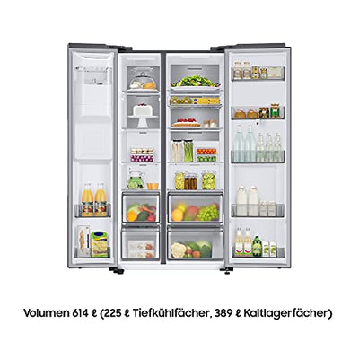 Samsung RS6HA8891SL/EG Side-by-Side Kühlschrank, 178 cm, 614 ℓ, 225 ℓ Gefriervolumen, Family Hub, Edelstahl Look