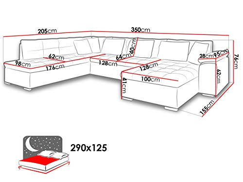 Eckcouch Ecksofa Niko Bis! Design Sofa Couch! mit Schlaffunktion und Bettkasten! U-Sofa Große Farbauswahl! Wohnlandschaft vom Hersteller (Ecksofa Links, Soft 020 + Majorka 03)