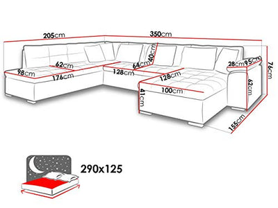 Eckcouch Ecksofa Niko Bis! Design Sofa Couch! mit Schlaffunktion und Bettkasten! U-Sofa Große Farbauswahl! Wohnlandschaft vom Hersteller (Ecksofa Links, Soft 020 + Majorka 03)