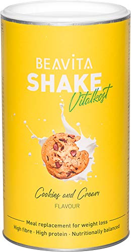 BEAVITA Vitalkost Diät-Shake Cookies and Cream (572g) - Diät Shakes zum Abnehmen - vitamin-und nährstoffreicher Mahlzeitersatz mit Eiweiss Protein Pulver Cookies and Cream - Protein shake zum abnehmen