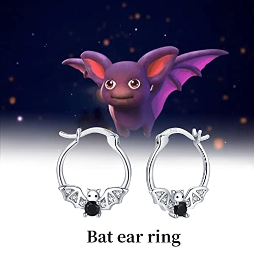 Fledermaus Creolen Ohrringe für Damen Mädchen Kinder 925 Sterling Silber Gothic Ohrringe Tier Ohrringe Halloween Schmuck Geschenke