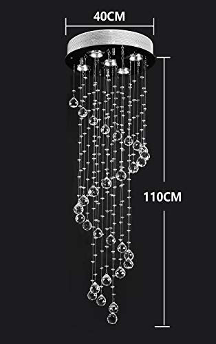 SPARKSOR Moderne Kristallspirale Regentropfen Kronleuchter Beleuchtung Unterputz LED-Deckenleuchte Pendelleuchte für Esszimmer Badezimmer Schlafzimmer Wohnzimmer 5GU10 Lampen erforderlich