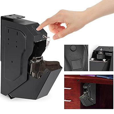 BananaB Stahl Security Gun Box mit Fingerabdruck und Schlüssel tragbare Gun Box Safe 4 X AA-Batterie Waffen Tresor für Hause Sicherheit