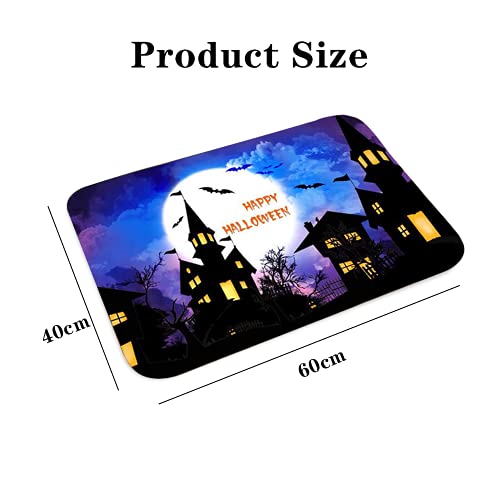 Yaclonq Halloween Fußmatte Welcome Mat Halloween Kürbisse Dekorative Fußmatte, saisonale Herbst Halloween Party Niedrige Profil-Bodenmatte Schalter Matte für Innen Außen 60 cm (B) x 40 cm (L) Größe 5