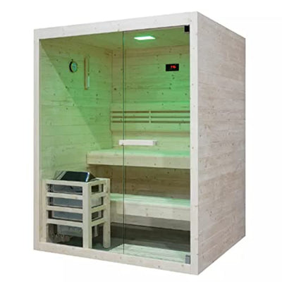 HORI® Moderne Sauna Heimsauna inkl. Ofen & Saunasteine | 4,5 kW Ofen I 2-3 Personen