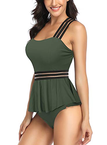 Misolin Damen Tankini 2 Stück Bademode Push Up mit hoher Taille