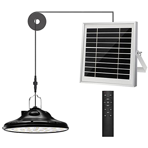 Solar Hängelampen für Außen & Innen, Piuiolu Hängend Solarlampen 100LED 1200LM Pendelleuchte mit Fernbedienung, 3000K|4000K|5000K Dimmbar, IP66 Wasserdicht Solarpanel Licht für Draußen Garten Camping