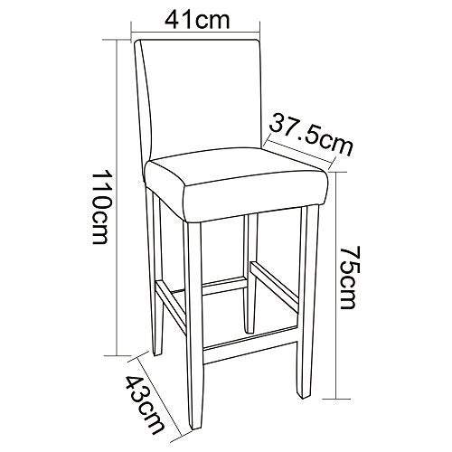 WOLTU BH64dgr-2 Barhocker Bistrostuhl Holz Leinen Bistrohocker mit Lehne , 2er Set ,Schwarze Beine aus Massivholz , Antirutschgummi , dick gepolsterte Sitzfläche aus Leinen , Dunkelgrau