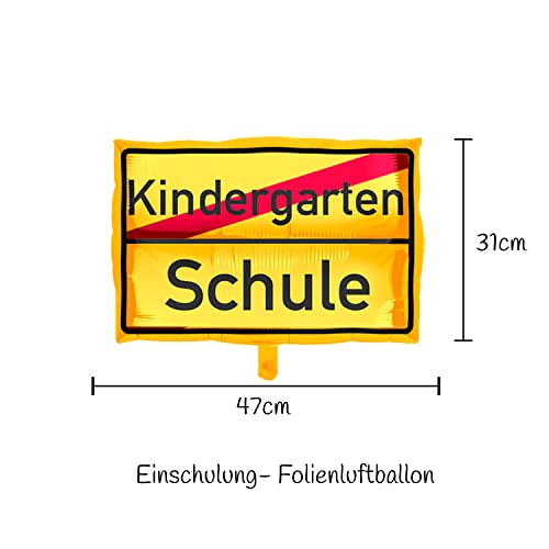 XXL Deko Set zur Einschulung/Schulanfang/Erster Schultag für Jungs | Girlande + XXL Folienluftballons + 25 Luftballons + Buchstaben-Konfetti