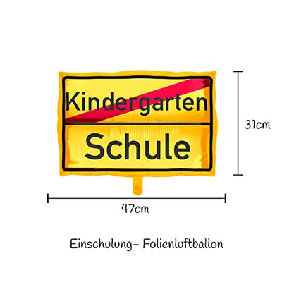 XXL Deko Set zur Einschulung/Schulanfang/Erster Schultag für Jungs | Girlande + XXL Folienluftballons + 25 Luftballons + Buchstaben-Konfetti