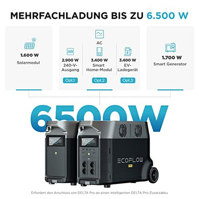 EF ECOFLOW DELTA Pro Smart Zusatzakku, 3.600 Wh Kapazität, DELTA Pro erweiterbar auf bis zu 10,8 kWh, Zusatzakku für Notstromversorgung für Ihr Zuhause, Notfälle, Wohnmobil, stromnetzunabhängig