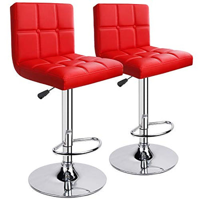 Leader Accessories Barhocker (2er-Set) Barstuhl mit Lehne stylischer Tresenhocker höhenverstellbar 62-83cm Drehstuhl 360 Grad Bezug aus Kunstleder Rot