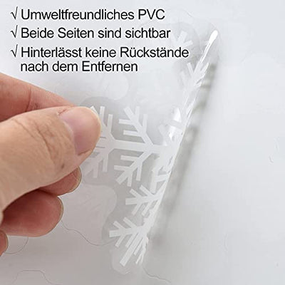 156 Weihnachten Fensterbilder, Schneeflocken Fensterdeko für Fensterscheiben, Wiederverwendbar Statisch Haftend PVC Aufkleber für Fenster Vitrine Türen Schaufenster Winter Schneeflocken Weihnachtsdeko