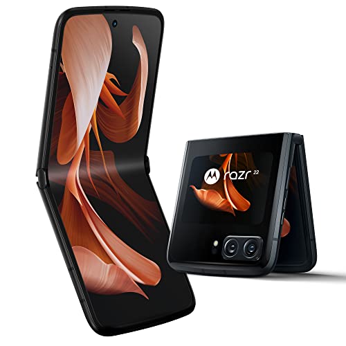 Motorola razr 2022 Smartphone (Flip-Phone, 6,7"-/2,69"-FHD+-Display, 50-MP-Kamera, 8/256 GB, 3500 mAh, Android 12), Satin Black, inkl. Schutzcover + KFZ-Adapter [Exklusiv bei Amazon]