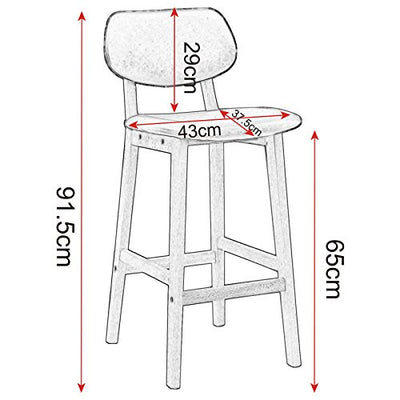 WOLTU® BH51ws-2 2 x Barhocker 2er Set Barstühle gut gepolsterte Sitzfläche und Rücklehne aus Kunstleder Design Stuhl Holz Weiß