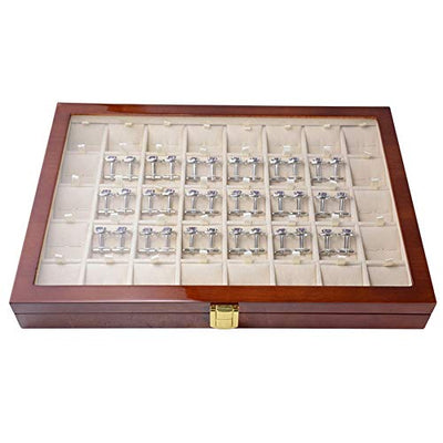 CUHAWUDBA 40 Paar Manschetten Knopf und Krawatten Klammer Aufbewahrungs Box für Herren Mode Bemalte Holz Ring Ohrring Sammlung Schmuck Display Box