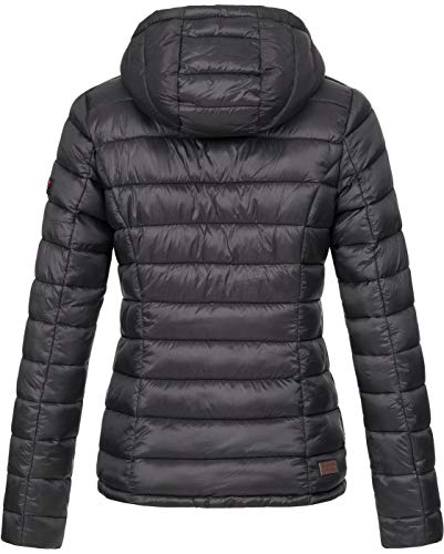 MARIKOO Damen Jacke Steppjacke Herbst Winter Übergangsjacke gesteppt B651 [B651-Luc-Schwarz-Gr.XS]