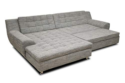 DOMO Collection Morton Ecksofa | Sofa mit Schlaffunktion in L-Form, Eckcouch mit Bett, weiß-grau, 304x200x84 cm