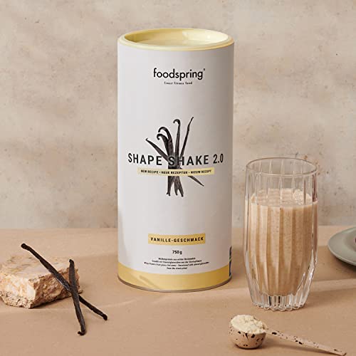 foodspring Shape Shake 2.0 Vanille – Vollwertiger Mahlzeitenersatz-Shake zur Gewichtskontrolle mit Premium Protein, 209 kcal pro Portion, Glutenfrei - 900g