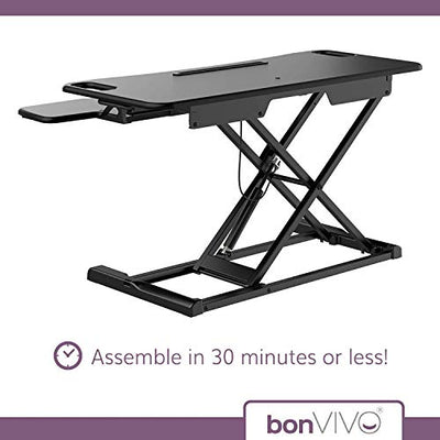 bonVIVO Höhenverstellbarer Schreibtisch-Aufsatz 95 x 40 - Sit-Stand-Erhöhung Macht Jede Workstation zum Standing Desk - Belastbar bis 15 kg - Weihnachtsgeschenke & Gadgets - Schwarz