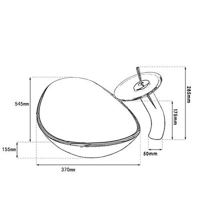 HomeLava Modern Waschbecken Glas Oval Set Hartglas Aufsatzwaschbecken mit Wasserfall Wasserhahn und Chrom Pop Up Ventil