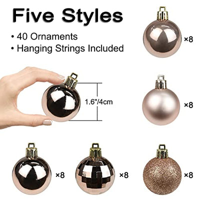 4CM Weihnachtsdeko Weihnachtskugeln, 40 Stücke Bruchsiche Christbaumkugeln Ornamente Weihnachtsbaumschmuck für Weihnachtsbaum Christbaumkugeln Weihnachtsdekoration Kugeln