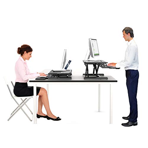 bonVIVO Höhenverstellbarer Schreibtisch-Aufsatz 95 x 40 - Sit-Stand-Erhöhung Macht Jede Workstation zum Standing Desk - Belastbar bis 15 kg - Weihnachtsgeschenke & Gadgets - Schwarz