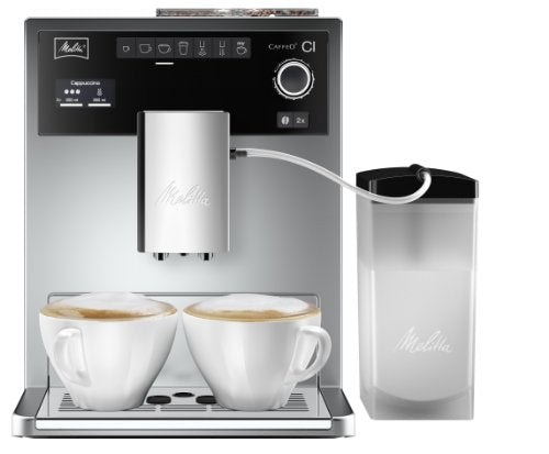 Melitta Caffeo CI E970-101 Kaffeevollautomat | mit Milchbehälter | Zweikammern-Bohnenbehälter | One Touch Funktion | 15 Bar | Automatische Reinigungsprogramme | Silber