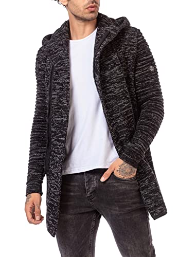 Redbridge Cardigan Herren Mantel Lange Strick-Jacke Schwarz L