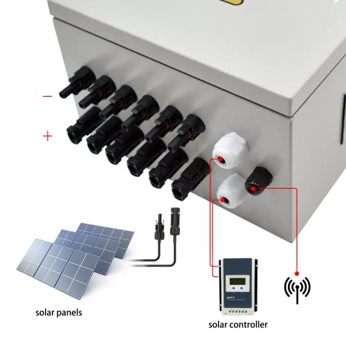 Simmpatuu 6-saitige PV-Kombinationsbox & 63 A Leitungsschutzschalter für Solarpanel-Gitter und netzunabhängiges Solarstromsystem,Solar-Anschlusskasten für Solarpanelsystem