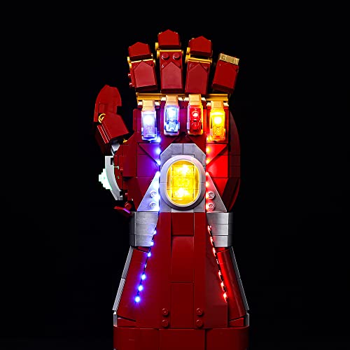 Kyglaring LED Beleuchtung Kit Entwickelt für LEGO Nano Gauntlet 76223 (kein Modell) und Lichter Set Kompatibel mit Replica Iron Man Gauntlet Modellbauset - Ohne Lego Set (RC Sound Version)