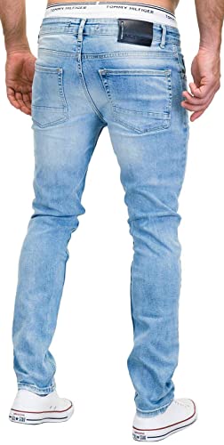 MERISH Jeans Herren Slim Fit Jeanshose Stretch Designer Hose Denim 9148-2100 (33-32, 9148 Hellblau)