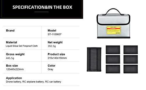 i-LEFANTE Lipo Safe Bag Feuerfeste, explosionsgeschützte Tasche Großraum-Lipo Akku Aufbewahrungsbox Schutzschalter Schutztasche zum Aufbewahren und Laden (21.5 x 15 x 14cm)