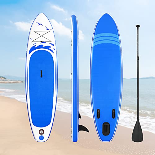 Stand Up Paddling Board Aufblasbares Paddle Board SUP Paddle Board Zubehör Rucksack Paddle Line Pumpe Rutschfestes Deck Angeln Yoga 305 * 76 * 15cm Erwachsene & Jugendliche & Kinder