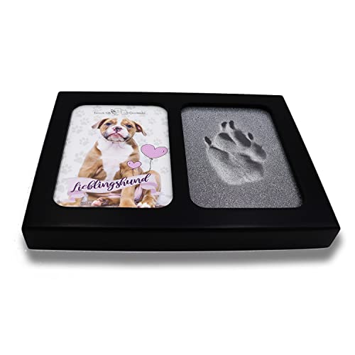 3D Pfotenabdruck Set für Hund oder Katze | Hundepfote Abdruck selber Machen | ohne Gips | Geschenk Hund | mit Bilderrahmen