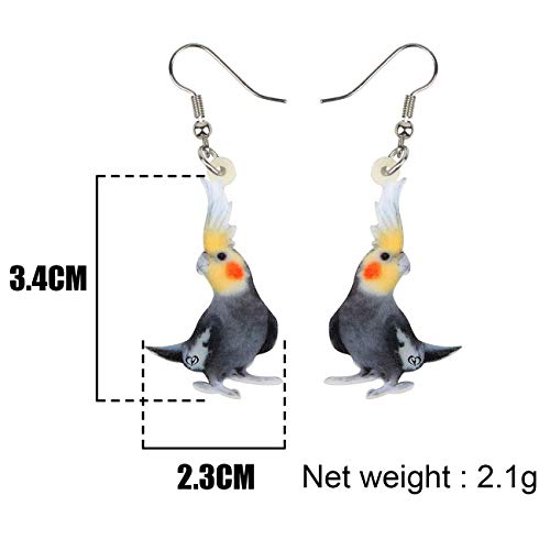 NEWEI Acryl Nymphensittich Papagei Vogel Ohrringe baumeln Tropfen für Frauen Mädchen Damen Mode Vogel Schmuck Geschenke Charme (Grey)